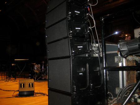 Meyer Mrsquoelodie Line Array on top of Meyer 500HP Subwoofers